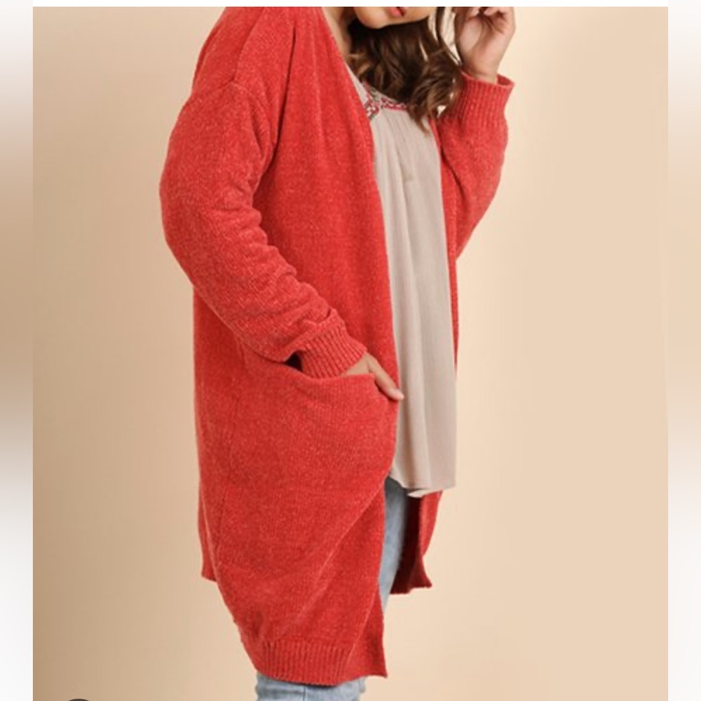 UMGEE Red Chenille Cardigan